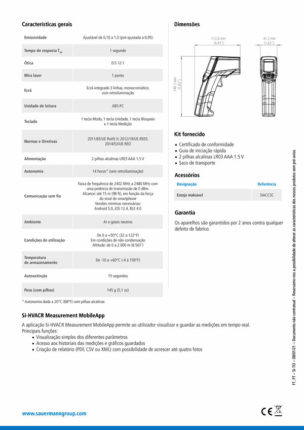 Termómetro infravermelho Si-TI3 Sauermann® - Formast